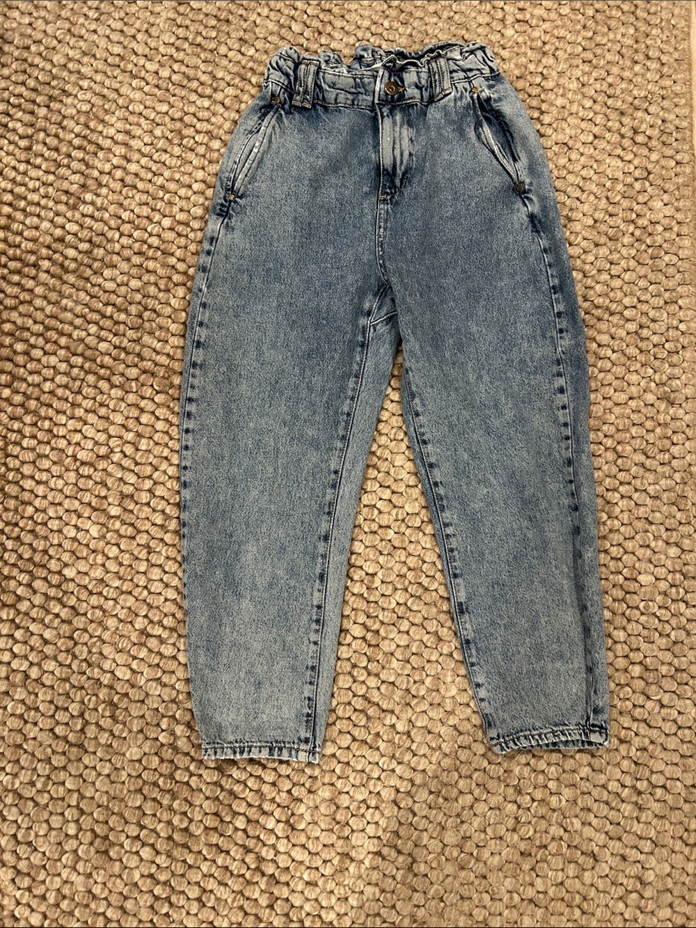 Zara High-Rise Paperbag Jeans in Light Blue Wash